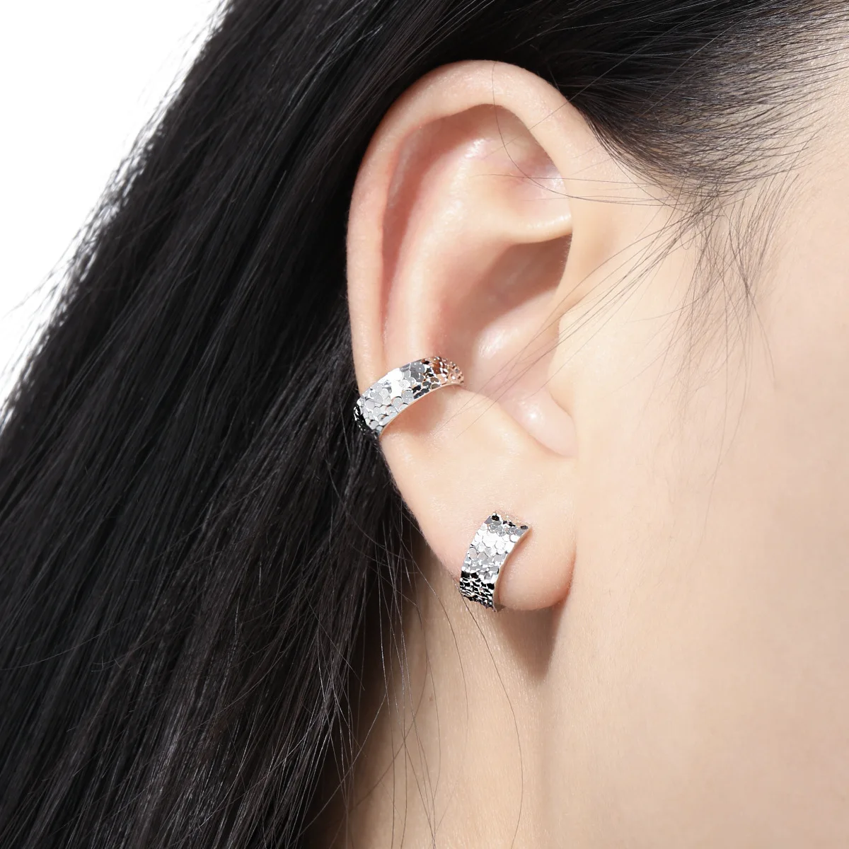 F.I.N.S Original Scale S925 Sterling Silver Ear Buckle Women Temperament 6MM 8MM 10MM Round Uneven Piercing Hoop Earrings Jewels - Image 4