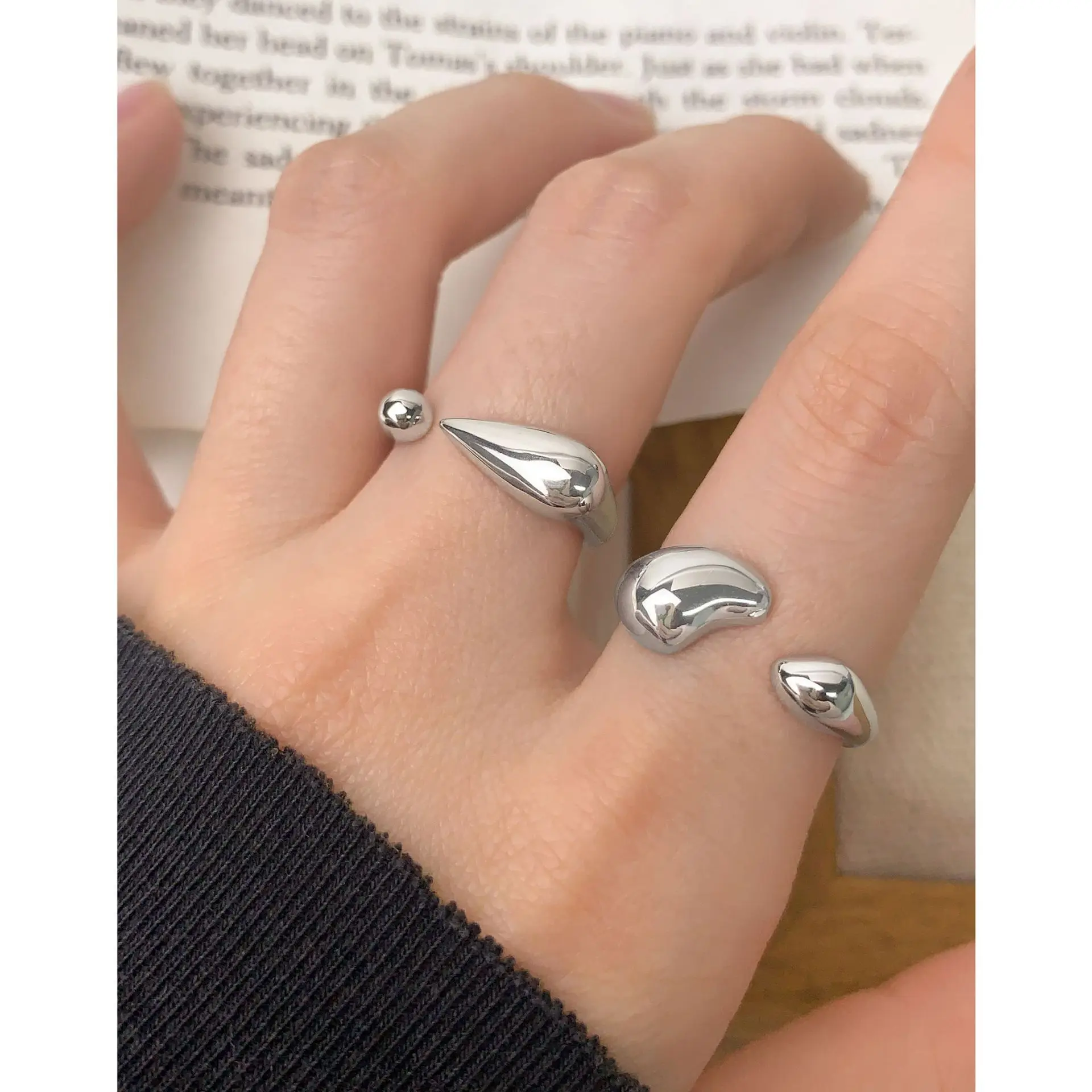 F.I.N.S Original Exclamation Mark S925 Sterling Silver Open Ring Minimalist Smooth Adjustable Chunky Index Finger Fine Jewelry - 이미지 4