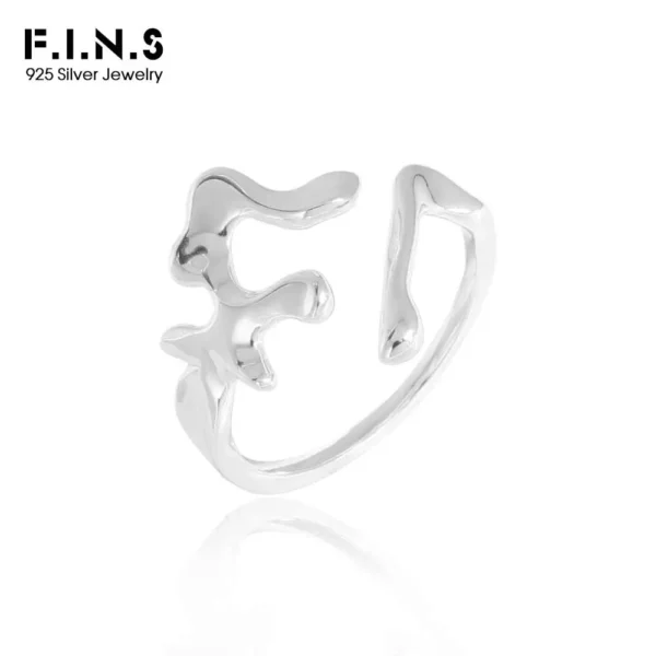 F.I.N.S Original Minimalism 925 Sterling Silver Open Ring Irregular Smooth Adjustable Index Mid Finger Fine Jewelry Anti-Allergy