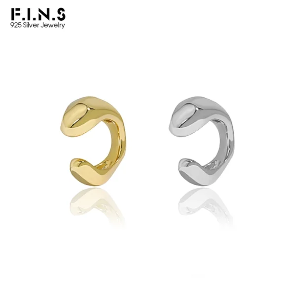 F.I.N.S 1PC Minimalism Irregular S925 Sterling Silver Earrings without Ear Hole Fake Piercing Earcuff Stackable Catilage Jewel