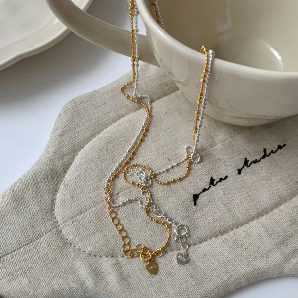 CHOZON S925 Solid Silver Sparkling Bead Necklace French Minimalist Wholesale Dainty Layering Jewelry for Women