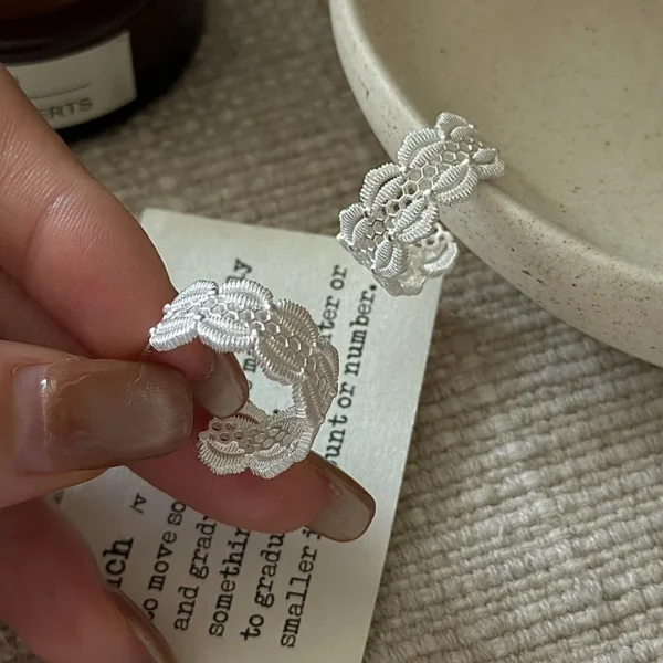 S925 Silver Textured Hoop Earrings Korean Vintage Style Minimalist Geometric Dainty Wholesale Jewelry for Women