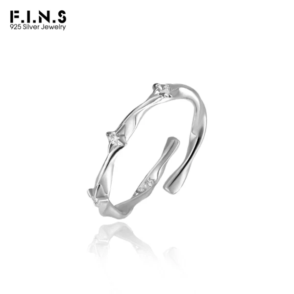 F.I.N.S Twist S925 Sterling Silver Star Ring Minimalist Glossy Zircon Adjustable Index Mid Finger Fashion Fine Jewelry Gifts