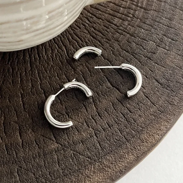 925 Sterling Silver Front Back Drop Earrings for Women Minimalist Geometric C Shape Hoops Everyday Luxury Dainty Jewelry Gift
