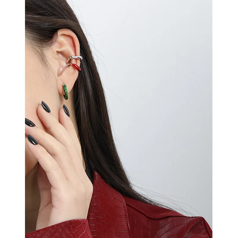 F.I.N.S 1Piece Silver 925 Earrings without Ear Hole Smooth Geometric Sterling Silver Ear Cuff Fake Piercing Catilage Earrings - Image 3