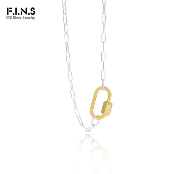 F.I.N.S INS Geometric Arc S925 Sterling Silver Necklace Clavicle Chain U-Shaped Openable Chain Necklace Choker Minimalist Fine