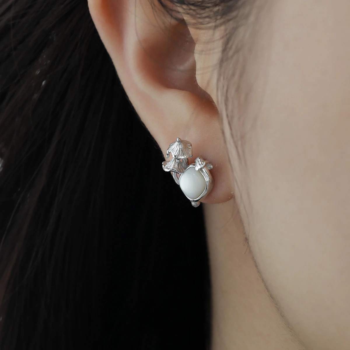 F.I.N.S Original Mushroom S925 Sterling Silver Stud Earrings Minimalist Geometric Shell Piercing Ear Fine Jewelry Hypoallergenic - Image 3