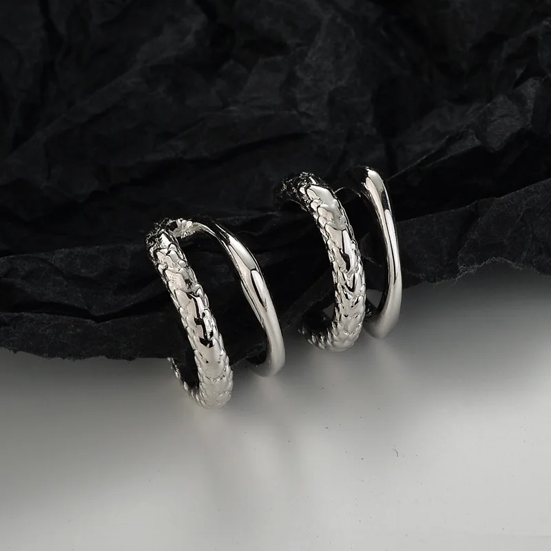 F.I.N.S 1PC Chinese Style S925 Sterling Silver Double Layer Ear Clips Without Holes Texture Glossy Catilage Earring Fine Jewelry - Image 5