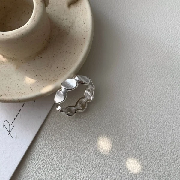 CHOZON S925 Solid Silver Brushed Disc Ring French Industrial Wholesale Stacking Jewelry for Women