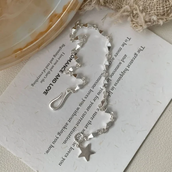 CHOZON S925 Solid Silver Star Clasp Bracelet French Celestial Wholesale Dainty Jewelry for Women