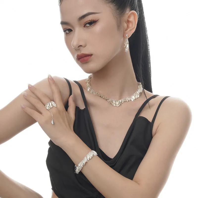 F.I.N.S Original Grass Skirt Series Swaying S925 Sterling Silver Necklaces Unique Leaves Tassel Choker Fine Jewelry Anti-Allergy - Image 4