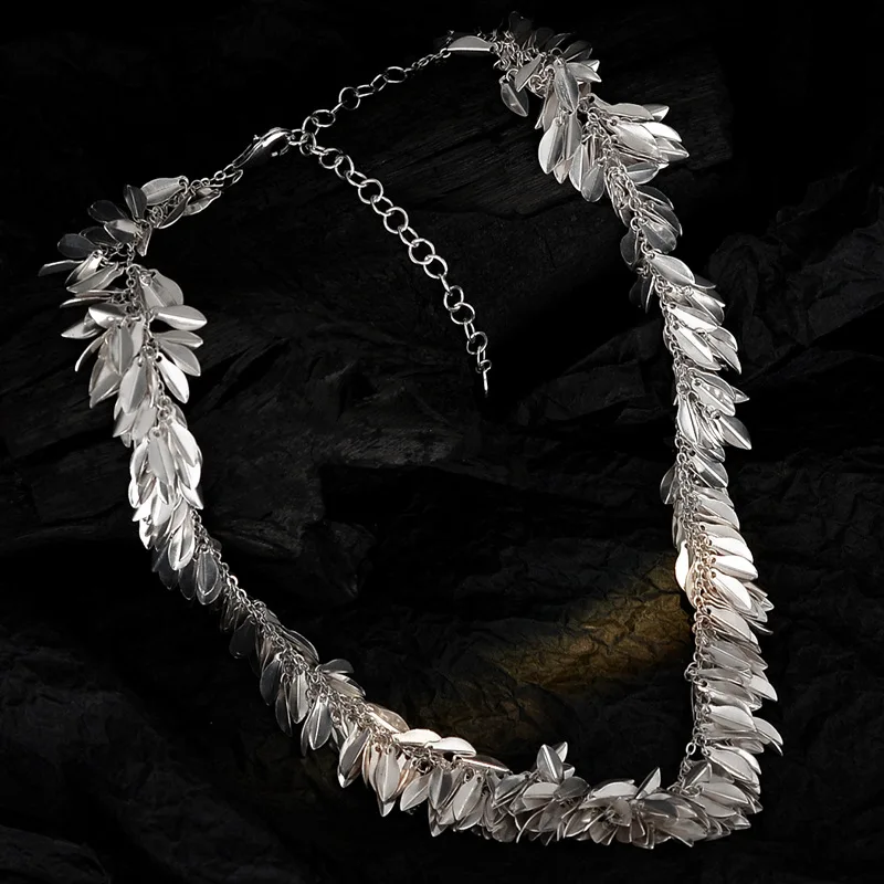 F.I.N.S Original Grass Skirt Series Swaying S925 Sterling Silver Necklaces Unique Leaves Tassel Choker Fine Jewelry Anti-Allergy - Image 2