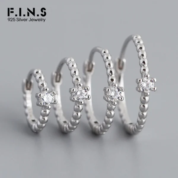 F.I.N.S S925 Sterling Silver Gold 8mm 10mm 12mm 14mm Huggies One Zircon Clear Hoops Circle Piercing Earring Stackable Fine Jewel