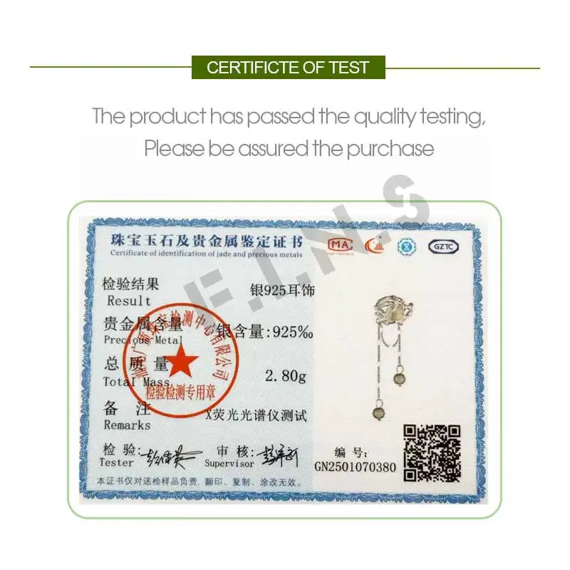 F.I.N.S 1PC New Chinese Style S925 Sterling Silver Prehnite Clip Earring Tassel Chain Uneven Stone Beads Earcuff Catilage Jewels - Image 5