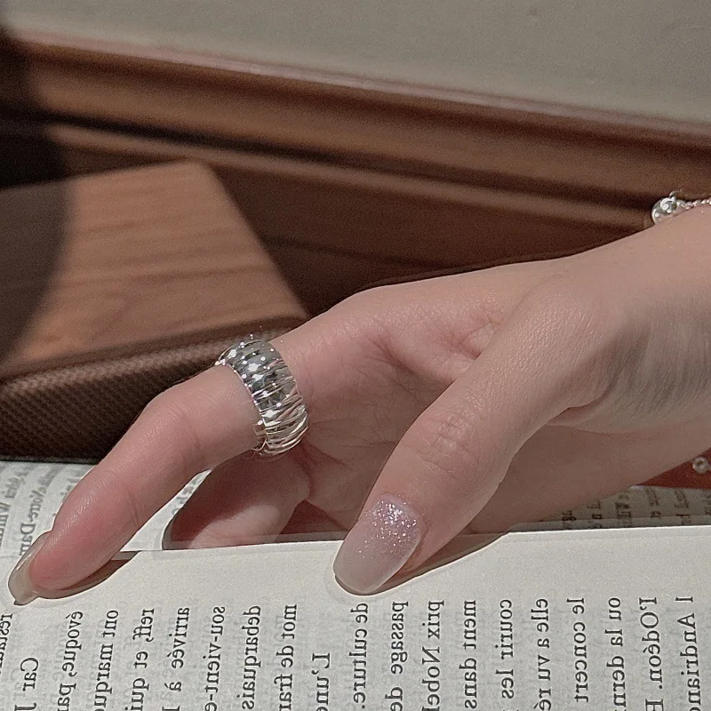 S925 Sterling Silver Niche Design Sense Retro Simple Basic Ring Korean Version Korean Style Fashionable Ring Wholesale - Image 2