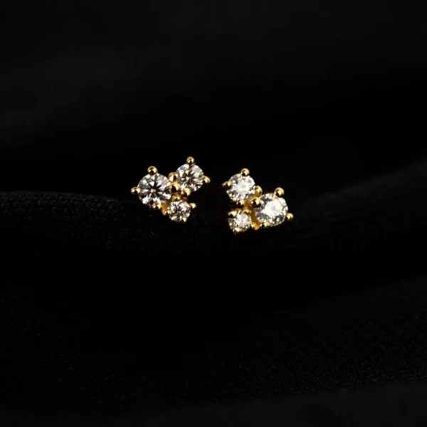 S925 Silver 18K Gold Plated Falling Star Zircon Earrings Minimalist Celestial Love Heart Studs Stackable Dainty Jewelry Gift