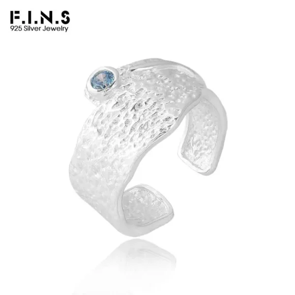 F.I.N.S Original Asymmetrical Design Irregular S925 Sterling Silver Earrings Texture Uneven Open Wide Adjustable Fine Jewelry