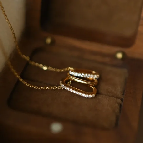 S925 Silver 18K Gold Plated Zircon Pendant Necklace For Women Adjustable Loop Chain Minimalist Elegant Dainty Layering Jewelry