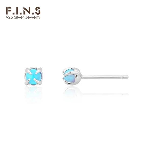 F.I.N.S Small Pure S925 Sterling Silver Colored Opal Piercing Earrings Mini Hypoallergenic Ear Stud Sleep Free Fine Jewelry