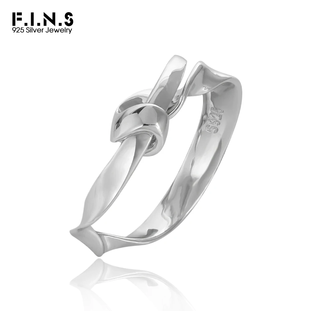 F.I.N.S Original INS Design S925 Sterling Silver Ring Twist Glossy Adjustable Index Mid Finger Fine Jewelry Women Accessories