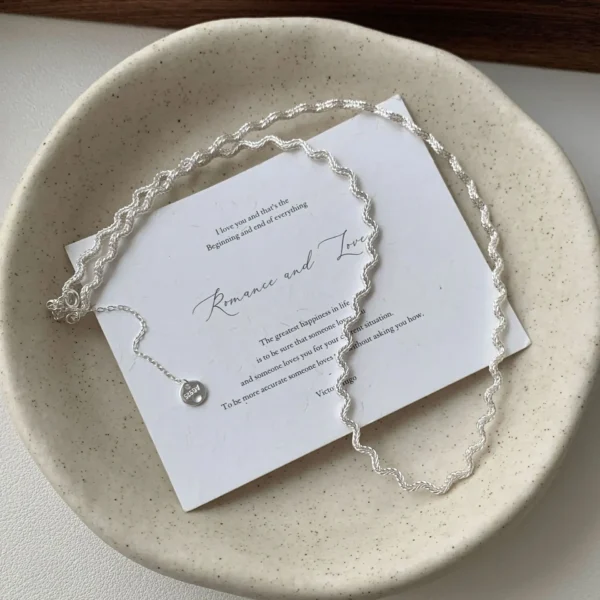 CHOZON S925 Solid Silver Wave Pendant Necklace French Organic Wholesale Dainty Layering Jewelry for Women