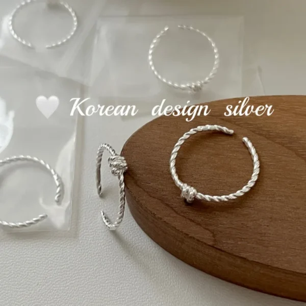 CHOZON S925 Solid Silver Rope Knot Ring French Organic Wholesale Stacking Jewelry for Women