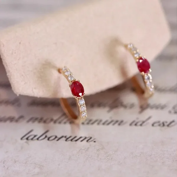 S925 Solid Silver Red Hoop Earrings Ins Style Everyday Luxury Lightweight Hypoallergenic Office Dainty Jewelry Gift for Women