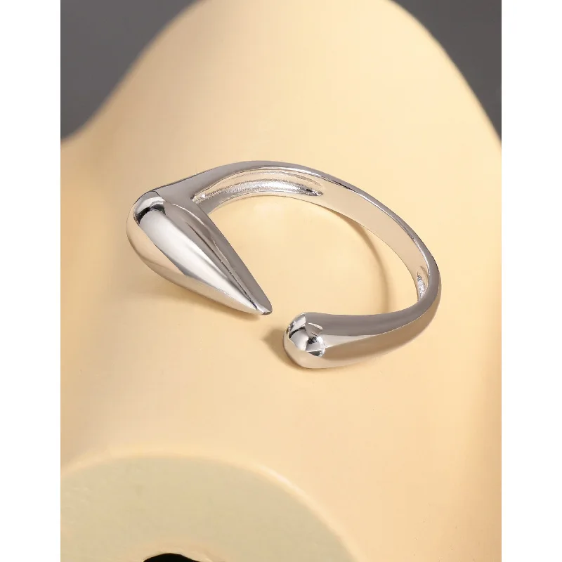 F.I.N.S Original Exclamation Mark S925 Sterling Silver Open Ring Minimalist Smooth Adjustable Chunky Index Finger Fine Jewelry - 이미지 2