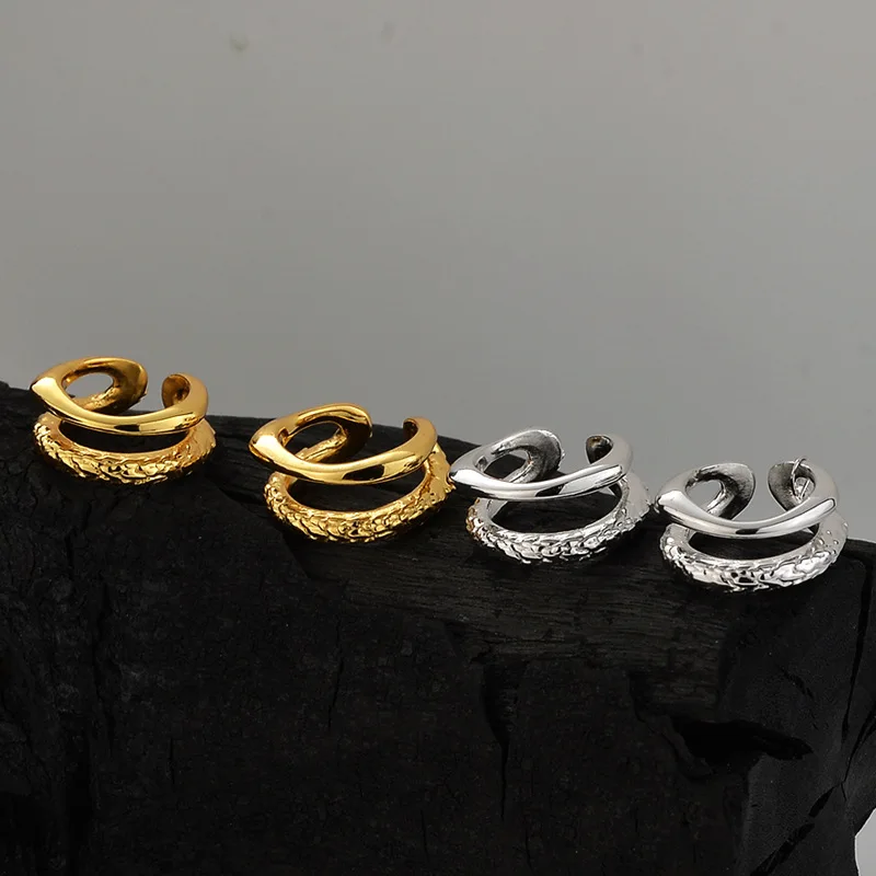 F.I.N.S 1PC Chinese Style S925 Sterling Silver Double Layer Ear Clips Without Holes Texture Glossy Catilage Earring Fine Jewelry - Image 4