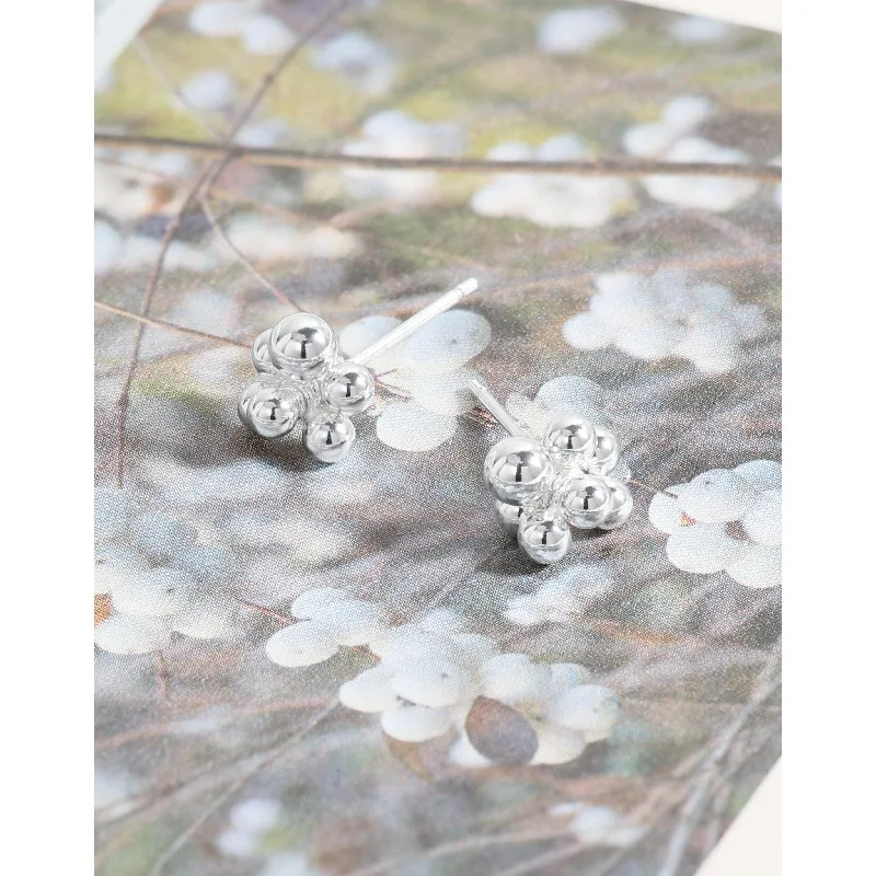 F.I.N.S Original Pure S925 Sterling Silver Earrings Handmade Round Bead Ball Anti-Allergic Pierced Ear Studs Fine Jewelry Gifts - Image 2