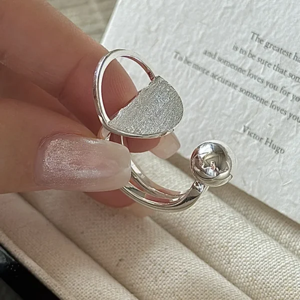 S925 Silver Brushed Texture Ring Korean Vintage Style Textured Minimalist Dainty Wholesale Jewelry for Women