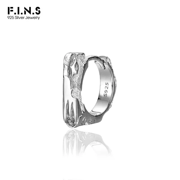 F.I.N.S 1PC Smooth Gap S925 Sterling Silver Earrings Zircon Irregular Small Hoops Round Circle Huggies Piercing Ear Jewelry