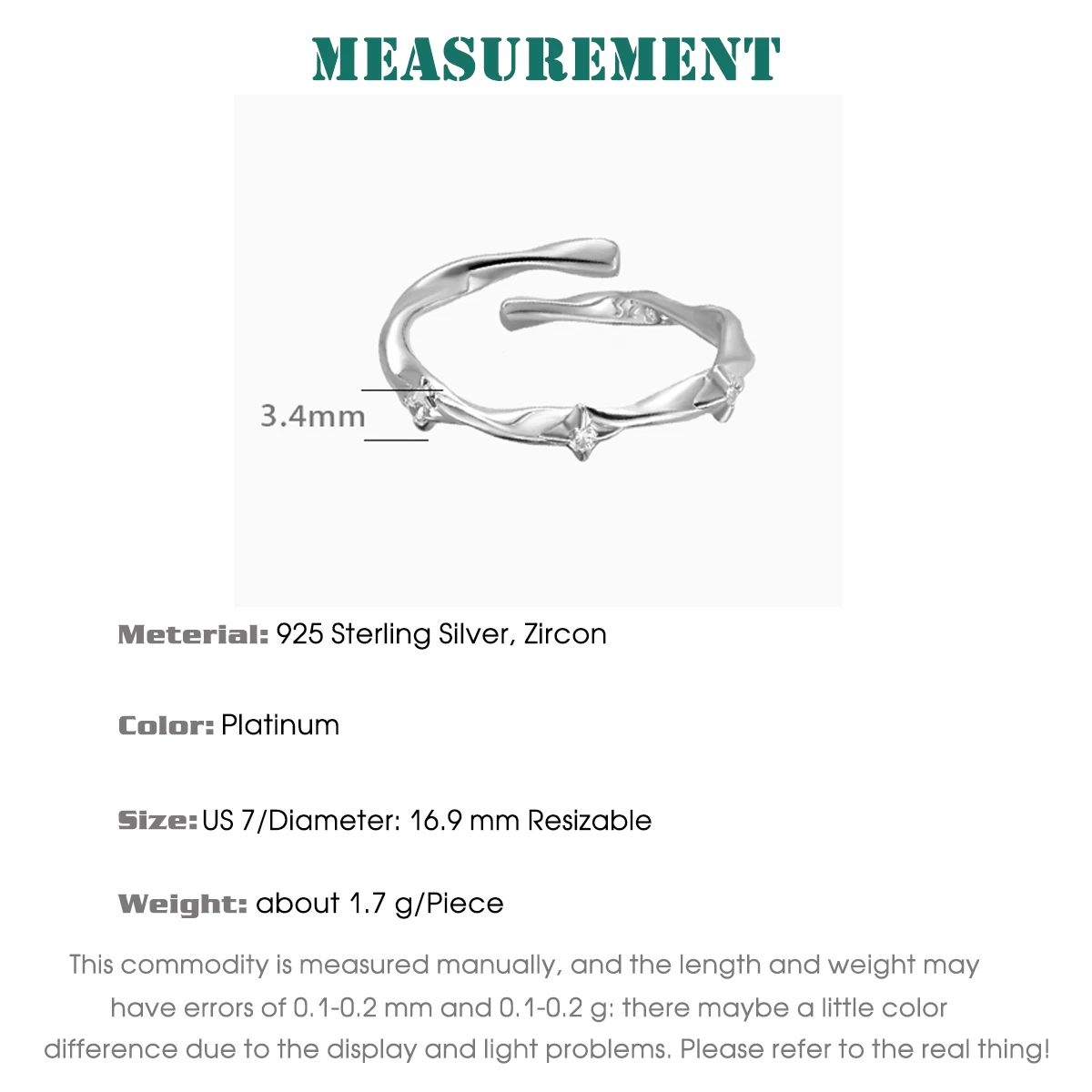 F.I.N.S Twist S925 Sterling Silver Star Ring Minimalist Glossy Zircon Adjustable Index Mid Finger Fashion Fine Jewelry Gifts - Image 2