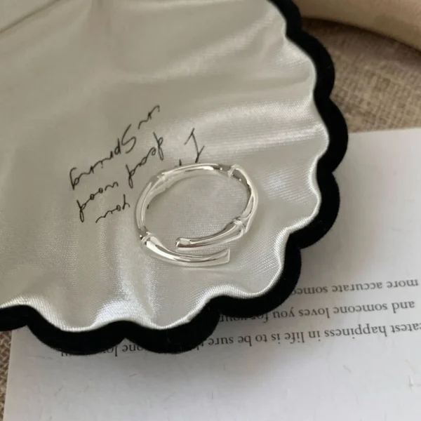 CHOZON S925 Solid Silver Bamboo Ring French Minimalist Wholesale Stacking Jewelry for Women