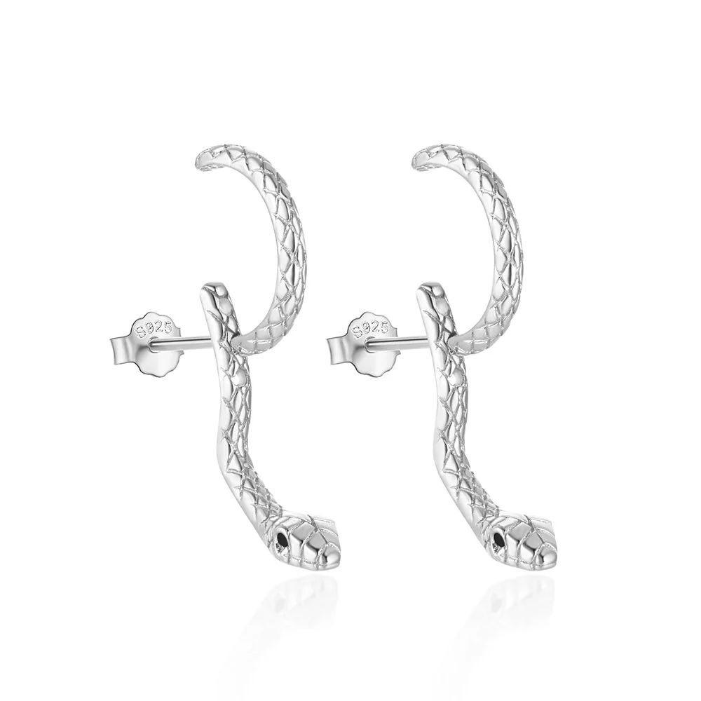 F.I.N.S Pure 925 Sterling Silver Snake Adjustable Stud Earrings Creative Piercing Cartilage Party Street Jewelry Prevent Allergy - Image 5