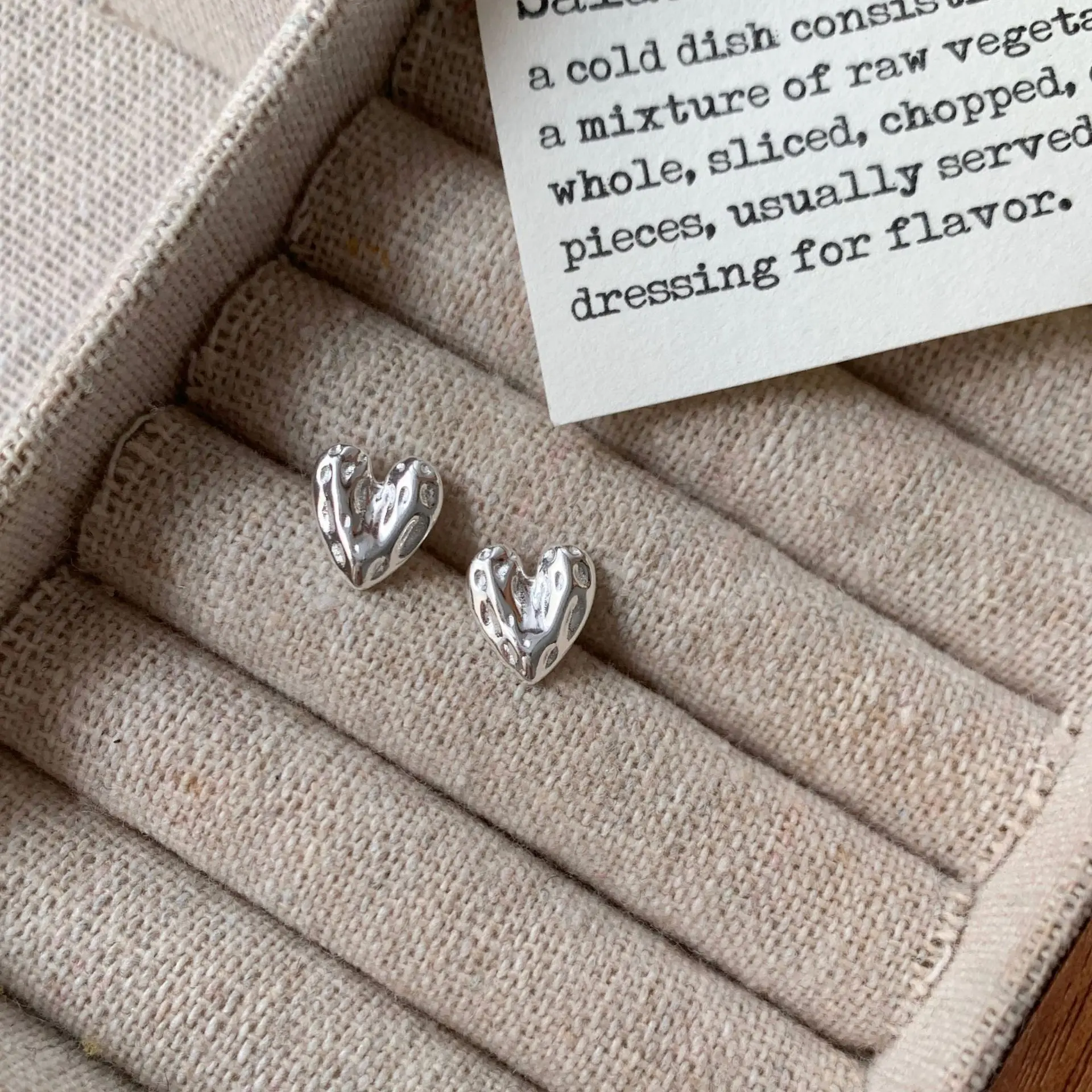 CHOZON S925 Solid Silver Textured Heart Earrings French Organic Wholesale Dainty Jewelry for Women - Image 2