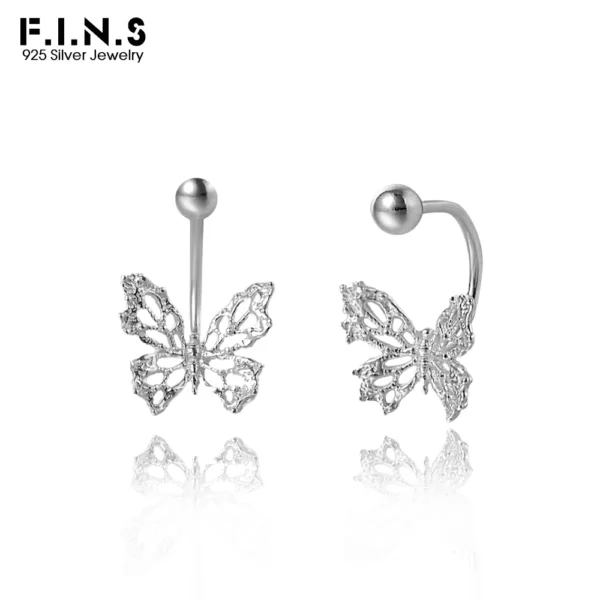 F.I.N.S Original Lace Butterfly S925 Sterling Silver Earrings Hollowed Piercing Small Ear Studs Fashion Fine Jewelry Accessories