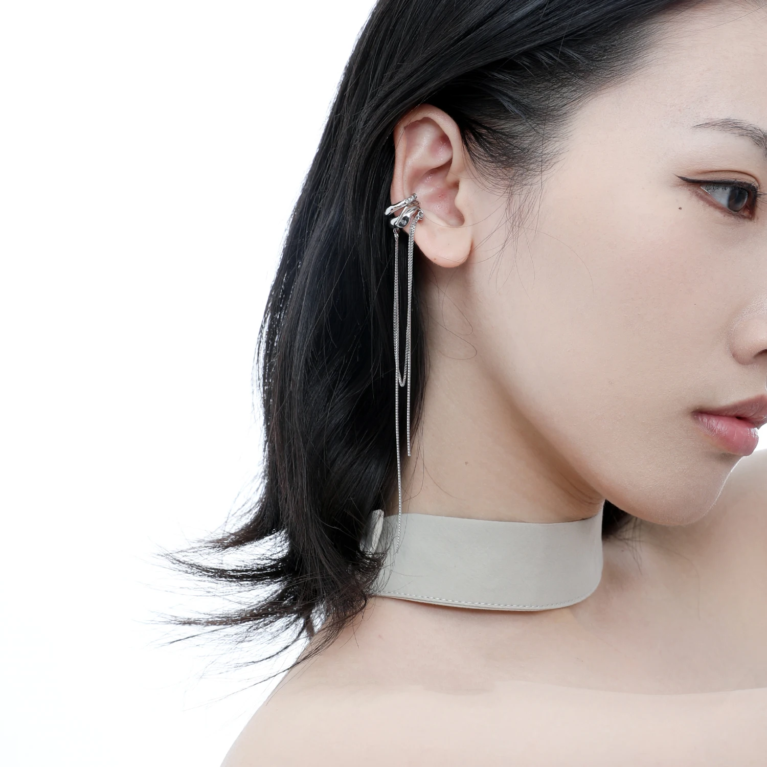 F.I.N.S 1PC Original Tassel Box Chain 100% S925 Sterling Silver Ear Clip Double-Layer Zircon Earrings No Ear Hole Catilage Jewel - Image 4