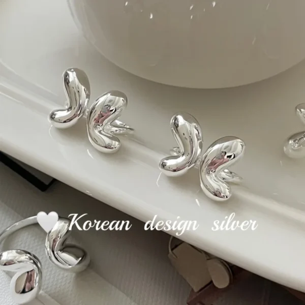 CHOZON S925 Solid Silver Butterfly Adjustable Ring French Sweet Minimalist Wholesale Dainty Jewelry for Women