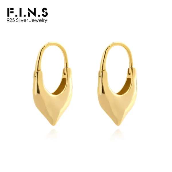 F.I.N.S Original Classic S925 Sterling Silver Earrings Geometric Plain Circle Large Smooth Ear Buckles For Women Fine Jewelry