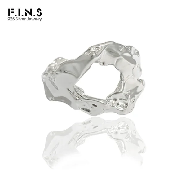 F.I.N.S Unique Design Texture Authentic S925 Sterling Silver Rings Irregular Hollow Uneven Surface Finger Ring Prevent Allergy