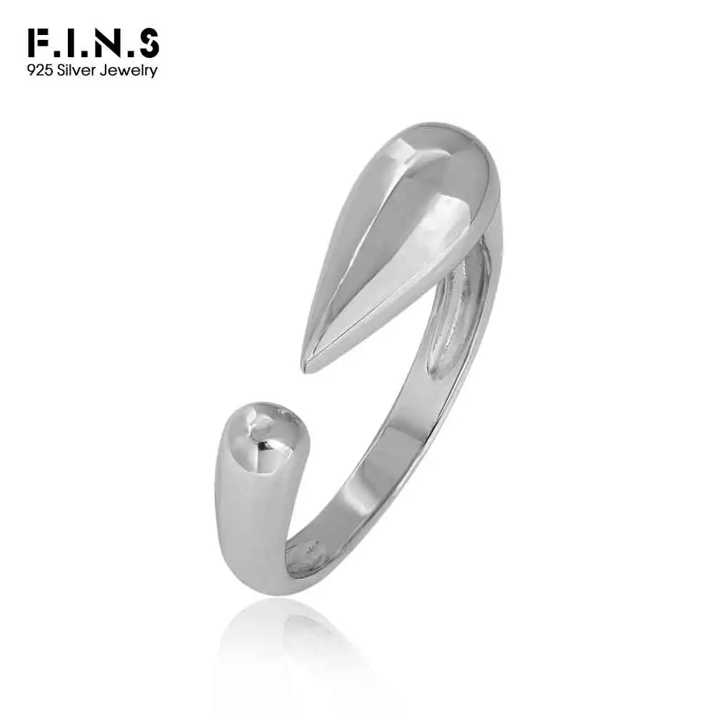 F.I.N.S Original Exclamation Mark S925 Sterling Silver Open Ring Minimalist Smooth Adjustable Chunky Index Finger Fine Jewelry