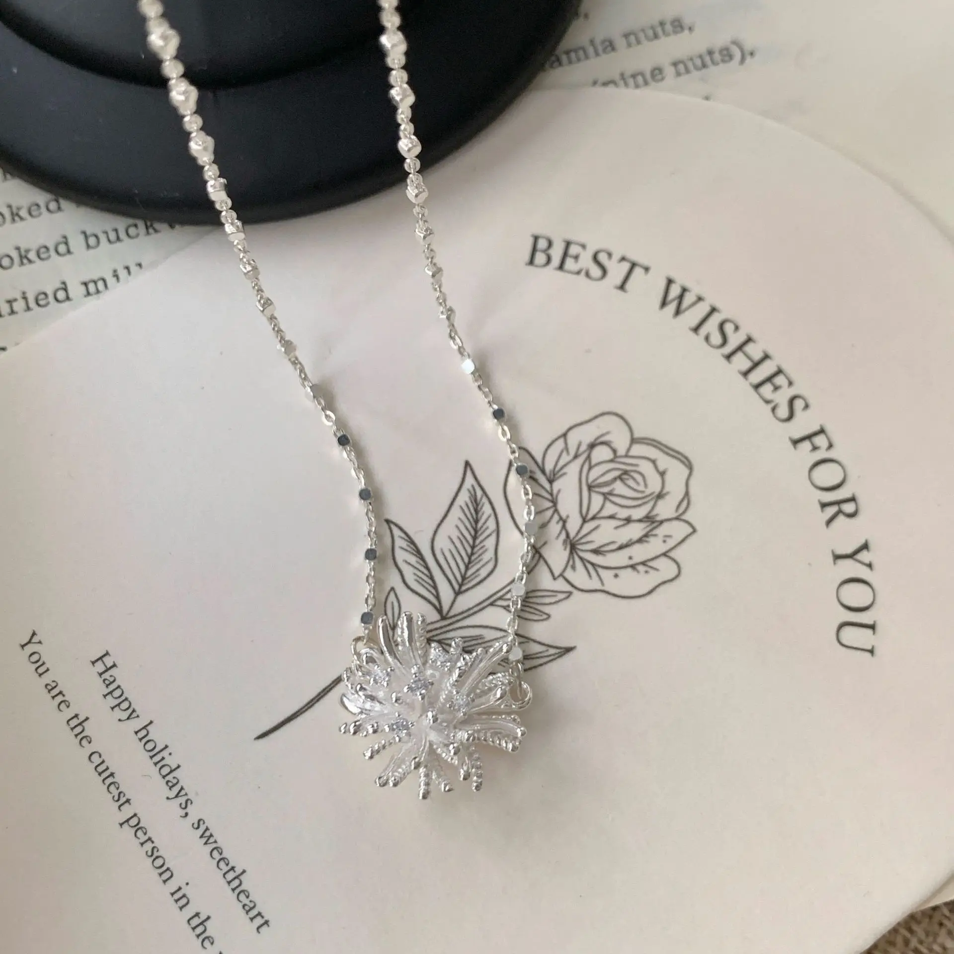 S925 Solid Silver Firework Pendant Necklace French Sparkling Celestial Minimalist Wholesale Dainty Layering Jewelry for Women - Image 2