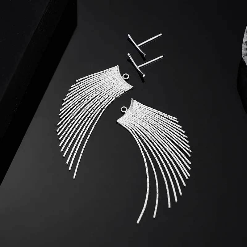 F.I.N.S S925 Sterling Silver Long Tassel Drop Earrings Luxury Design Piercing Fringe Hanging Ear Studs Prevent Allergy Jewelry - Image 4