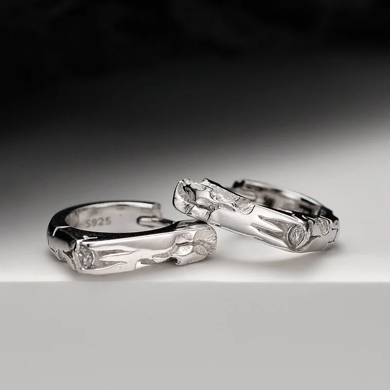 F.I.N.S 1PC Smooth Gap S925 Sterling Silver Earrings Zircon Irregular Small Hoops Round Circle Huggies Piercing Ear Jewelry - Image 4