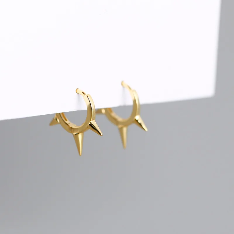 F.I.N.S Punk Rivet Hip-hop S925 Sterling Silver Small Hoop Earrings Huggies Geometric Rock Circle Ear Buckles Pendientes Gifts - Image 4