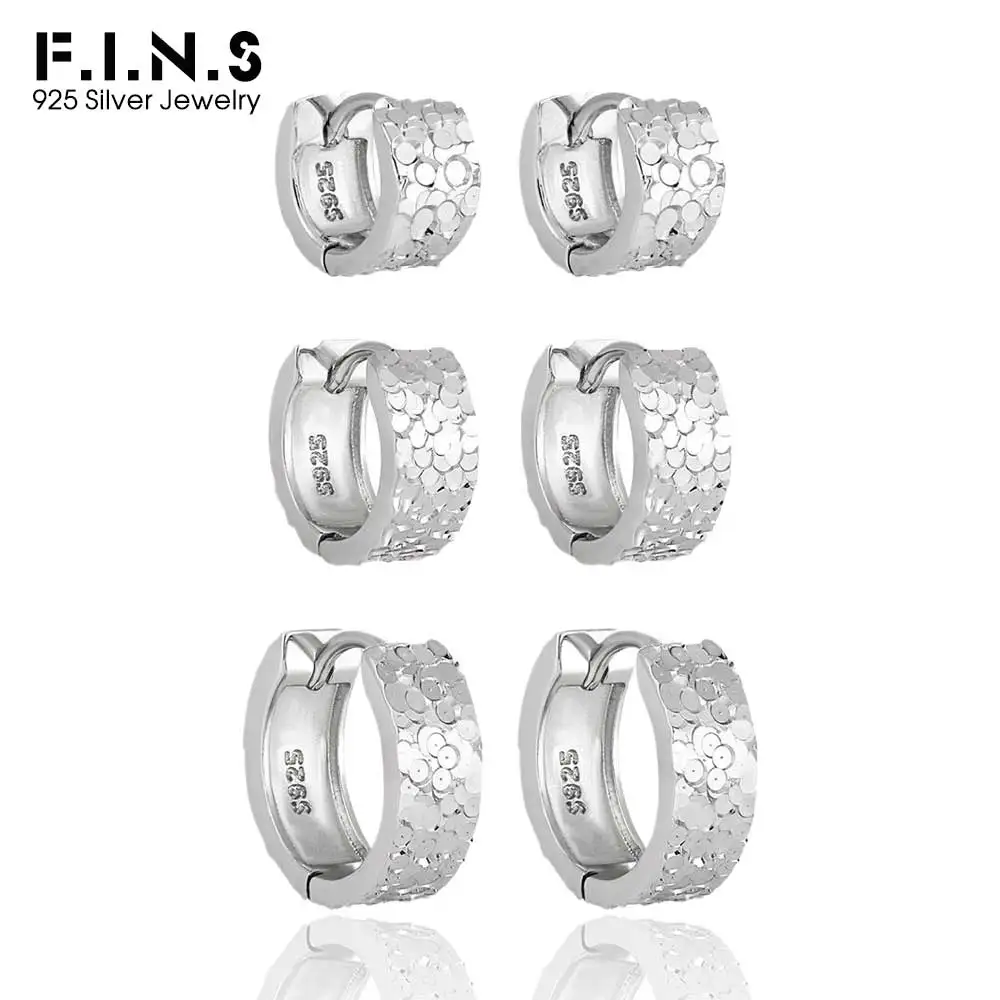 F.I.N.S Original Scale S925 Sterling Silver Ear Buckle Women Temperament 6MM 8MM 10MM Round Uneven Piercing Hoop Earrings Jewels