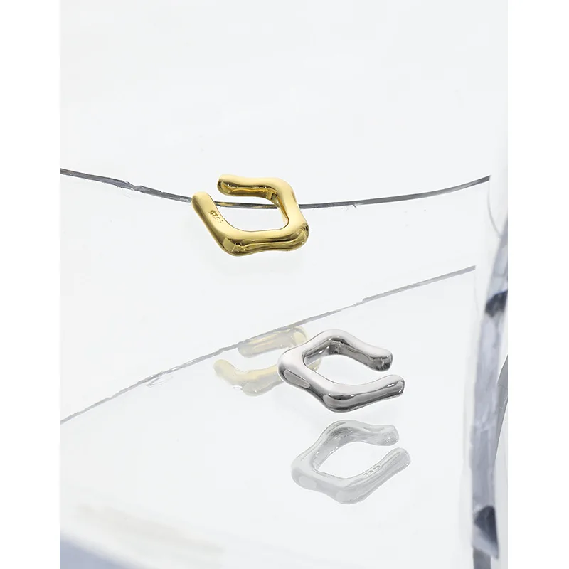 F.I.N.S 1Piece Silver 925 Earrings without Ear Hole Smooth Geometric Sterling Silver Ear Cuff Fake Piercing Catilage Earrings - Image 2