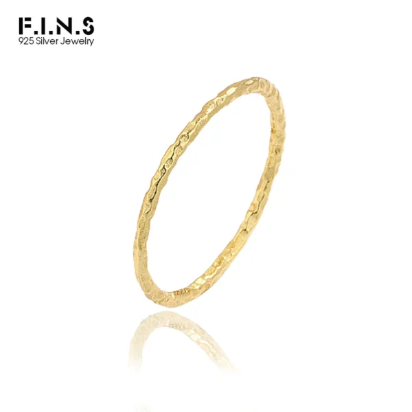 F.I.N.S INS Trendy 1.35MM Tin Foil Slim S925 Sterling Silver Fine Rings for Unisex Real Solid 925 Silver Stackable Thin Rings