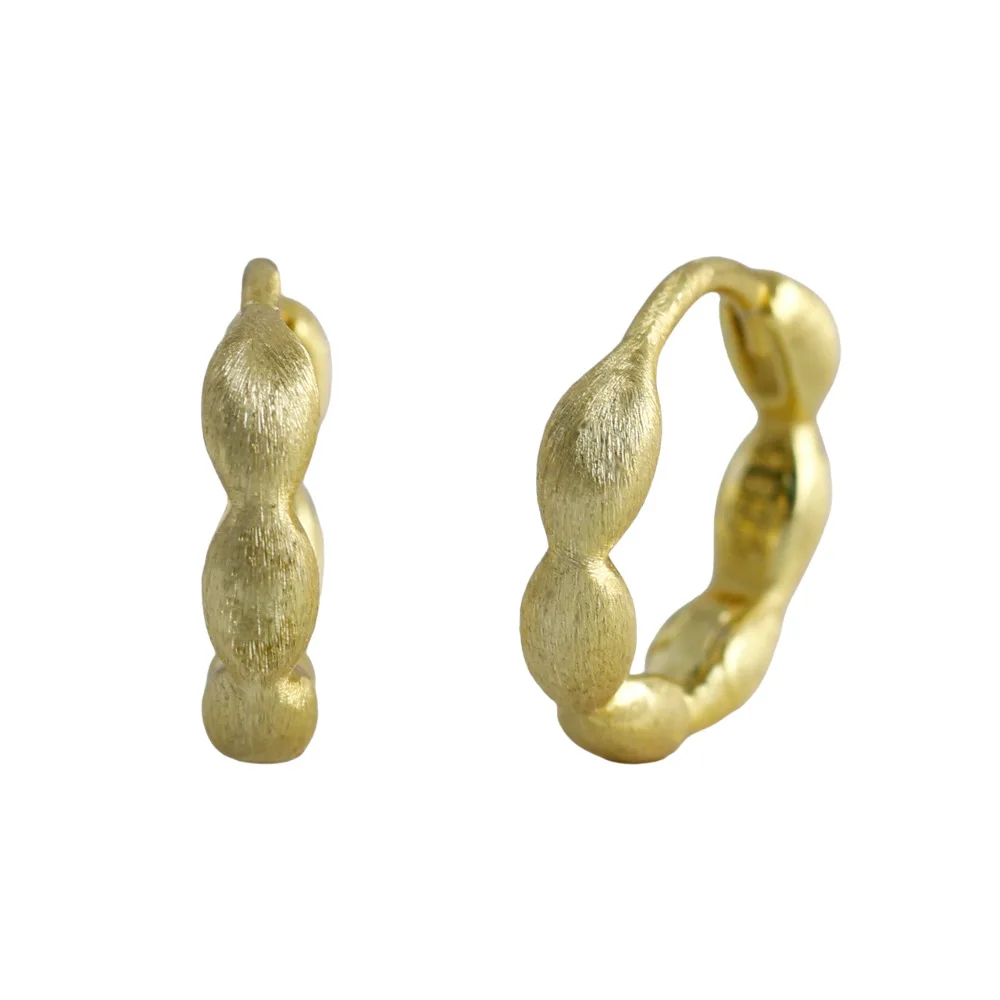 F.I.N.S Original S925 Sterling Silver Gold Hoop Earrings Brushed Piercing Ear Buckles Minimalist Hypoallergenic Fine Jewelry - Image 4